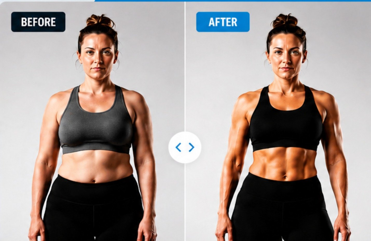 Member before and after the GLP-1 Fat Loss & Muscle Gain Program
