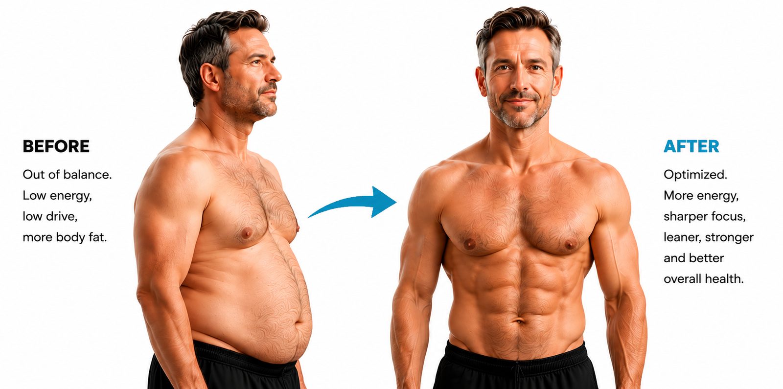 Before and after metabolic and hormone optimization