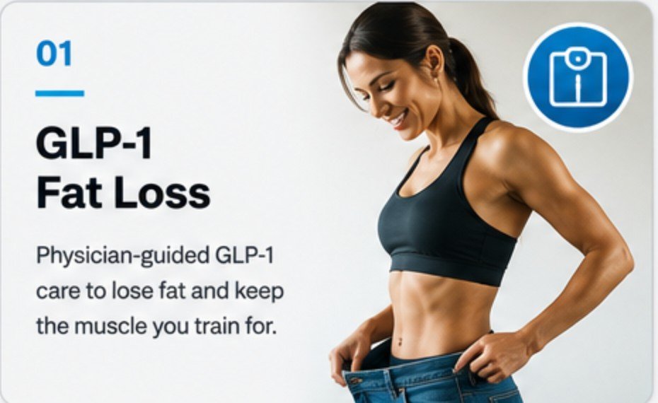 GLP-1 Fat Loss — physician-guided GLP-1 care to lose fat and keep the muscle you train for