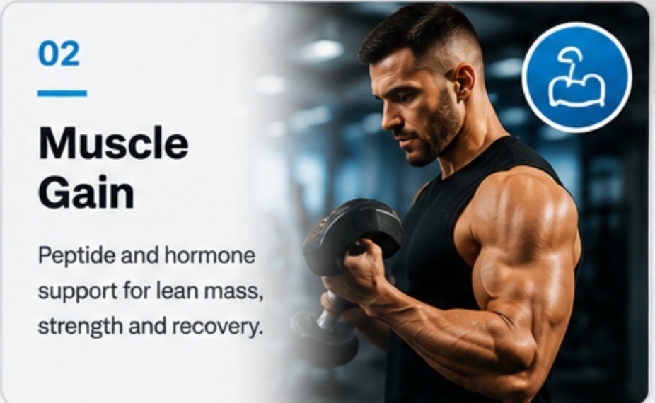 Muscle Gain — peptide and hormone support for lean mass, strength and recovery