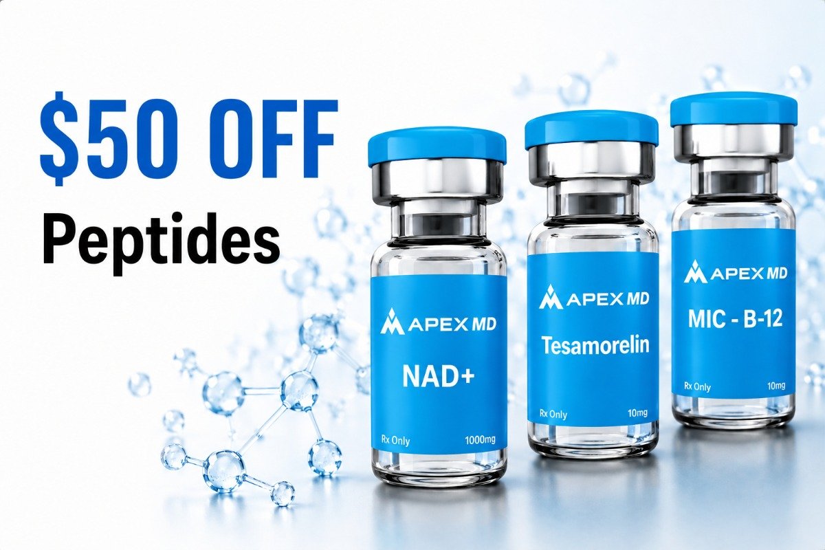 $50 off Peptide, Testosterone and Hormone Programs